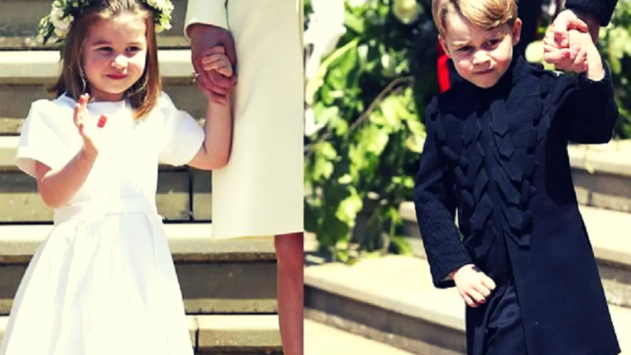 Charlotte y George de Cambridge, pr&iacute;ncipes del Reiuno Unido. RR SS.