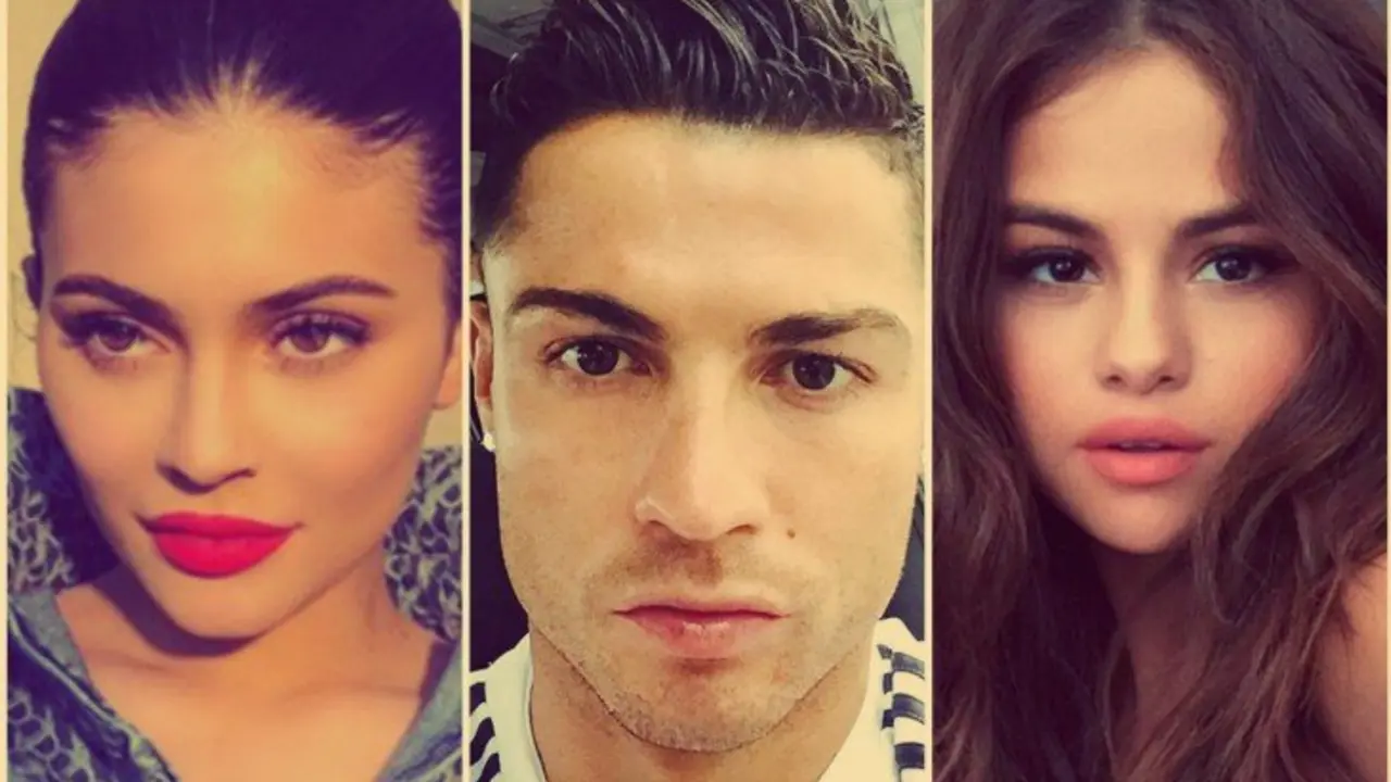 Kylie Jenner, empresaria; Cristiano Ronaldo, futbolista y Selena Gomez, cantante y actriz. RR SS