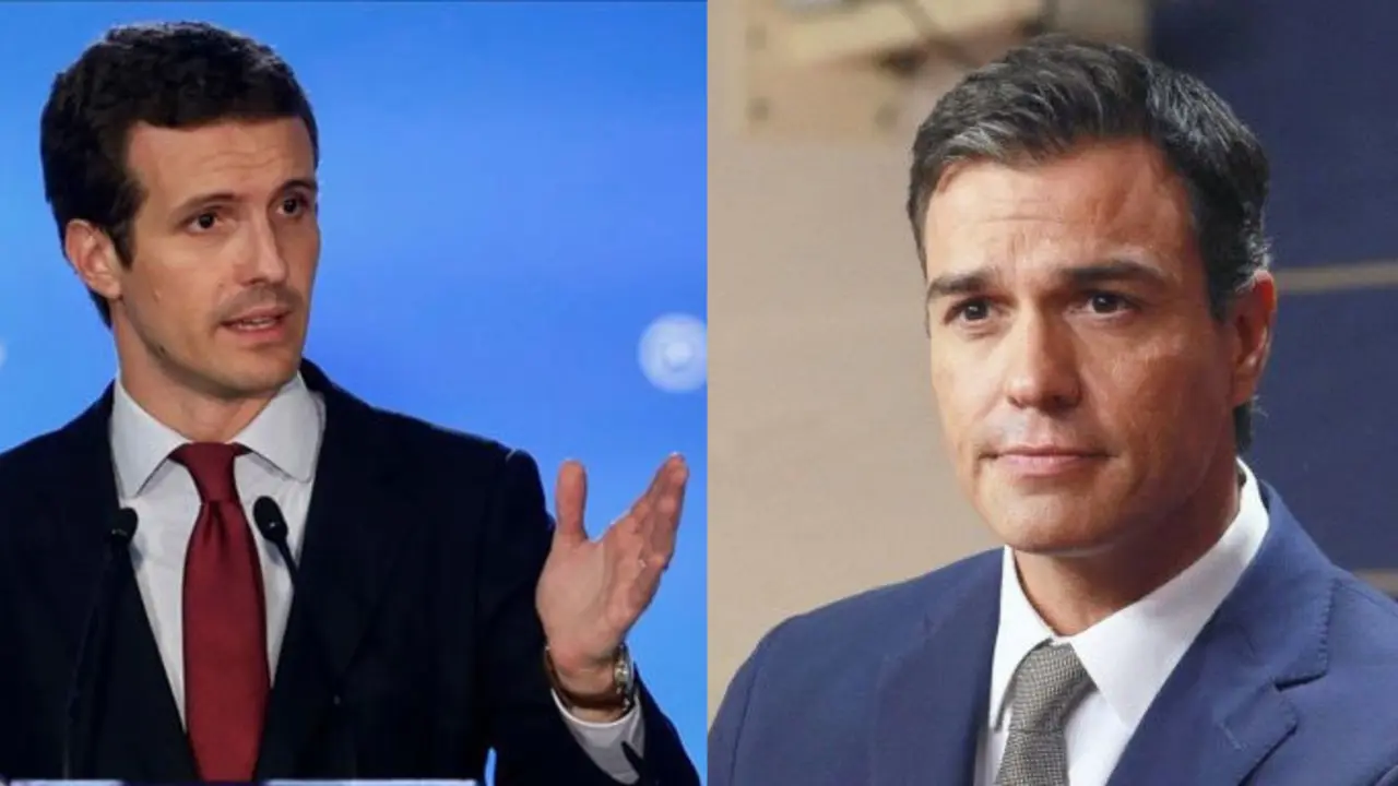 Pablo Casado, l&iacute;der del PP, y Pedro S&aacute;nchez, Presidente del Gobierno. / Mundiario