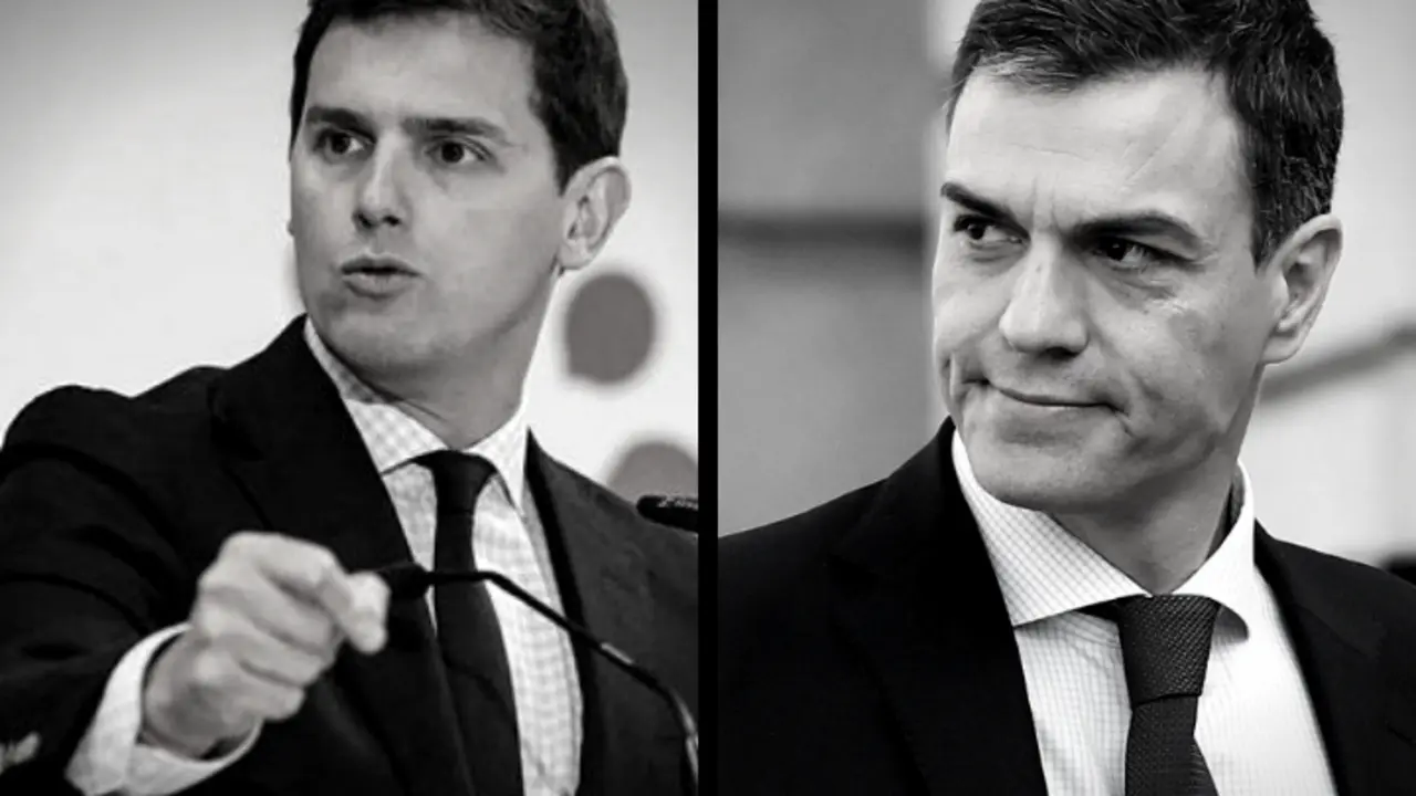 Albert Rivera, l&iacute;der de Ciudadanos; y Pedro S&aacute;nchez, presidente de Gobierno. RR SS.