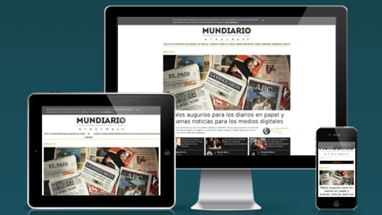 Home de Mundiario.com en distintos formatos. / Mundiario