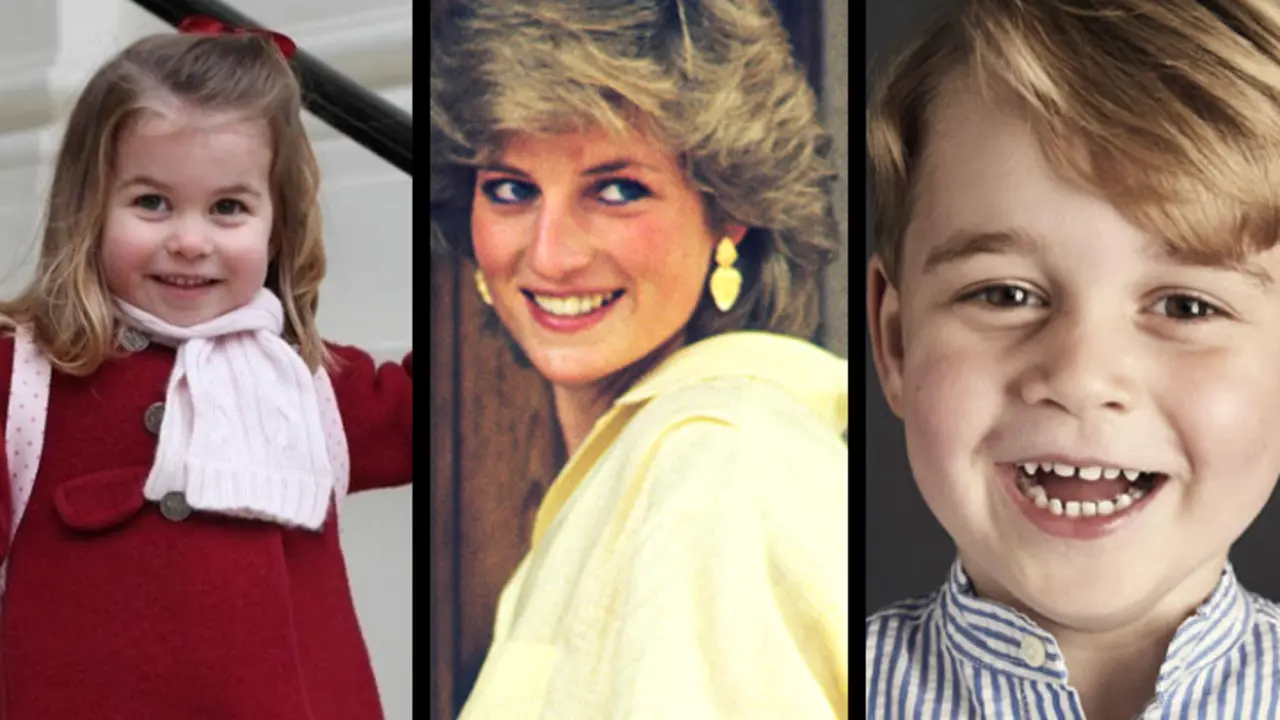 Princesa Charlotte de Cambridge, Diana de Gales y el pr&iacute;ncipe George de Cambridge. RR SS.