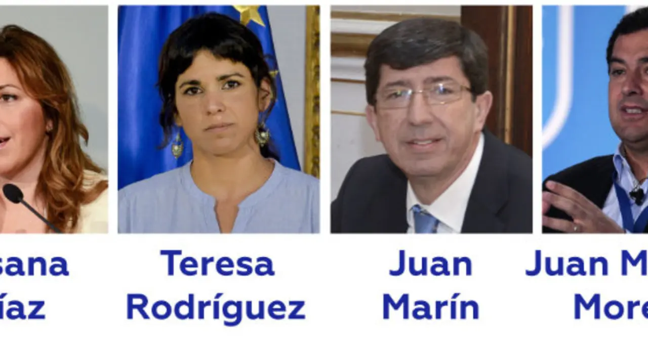 Candidatos a la Presidencia de la Junta de Andaluc&iacute;a en las elecciones del 2 de diciembre de 2018. / RT.