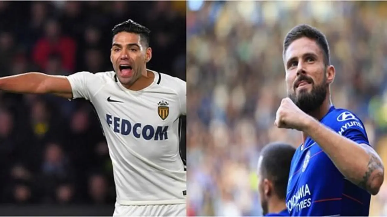 Radamel Falcao (izquierda) y Olivier Giroud, delantero del M&oacute;naco y el Chelsea respectivamente_opt