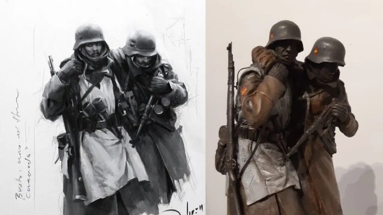 Camaradas. Boceto y escultura
