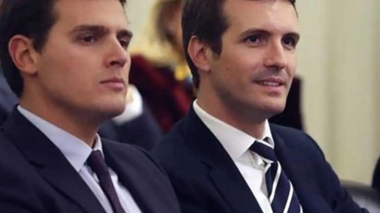 Albert Rivera y Pablo Casado, presidentes de Ciudadanos y el Partido Popular, respectivamente. / RR SS.