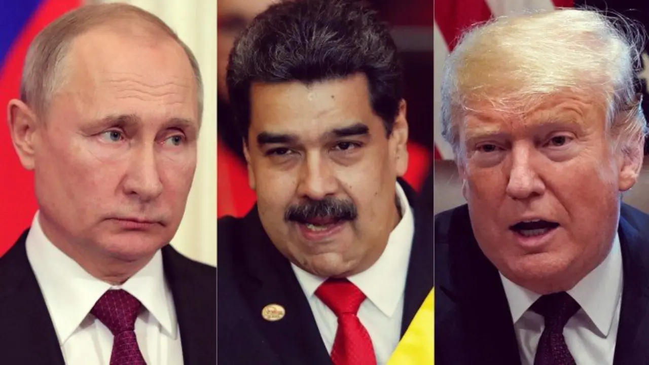 Vladimir Putin, presidente de Rusia; Nicol&aacute;s Maduro, presidente de Venezuela; Donald Trump, presidente de Estados Unidos. RR SS