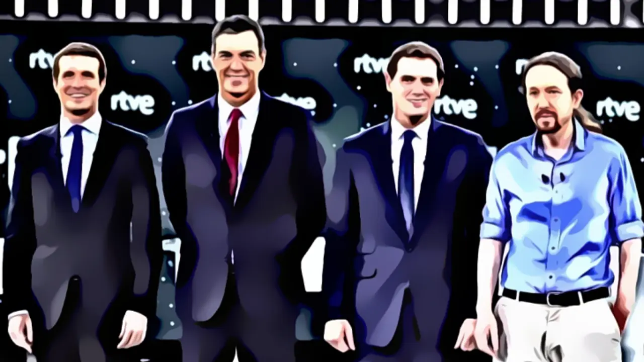 Pablo Casado, Pedro Sánchez, Albert Rivera y Pablo Iglesias. / Mundiario