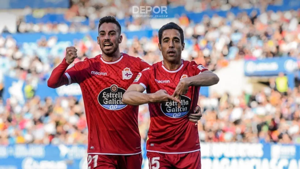 Júbilo de los deportivistas en Zaragoza. / RCD