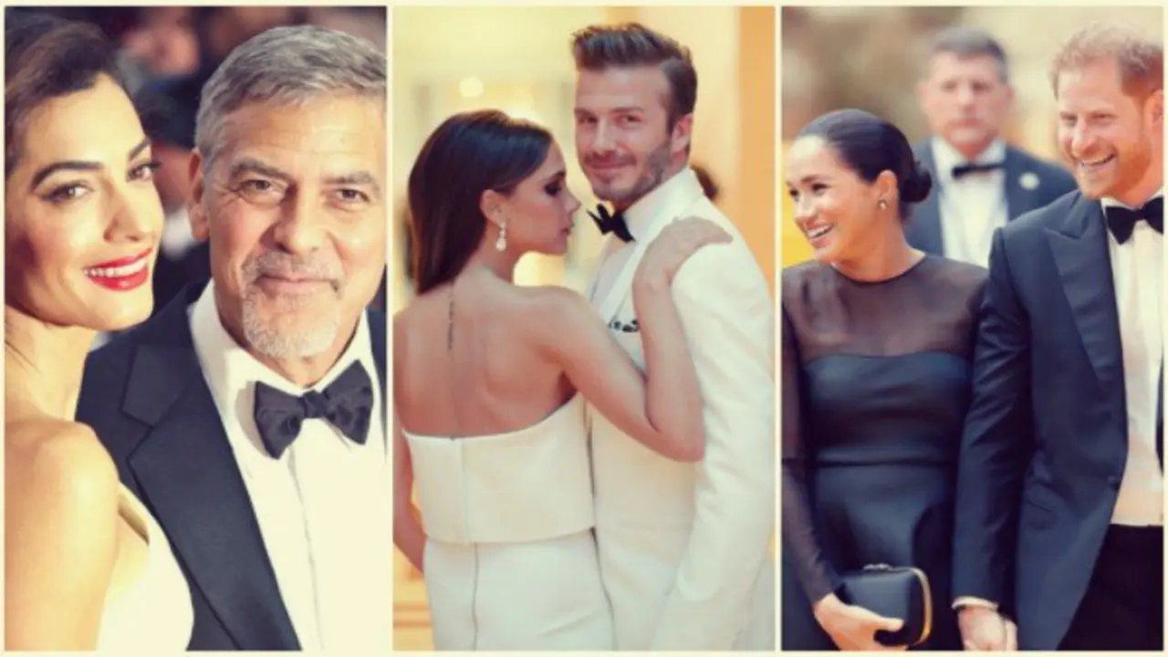 Amal y George Clooney; Victoria y David Beckham; Meghan Markle y el principe Harry. RR SS