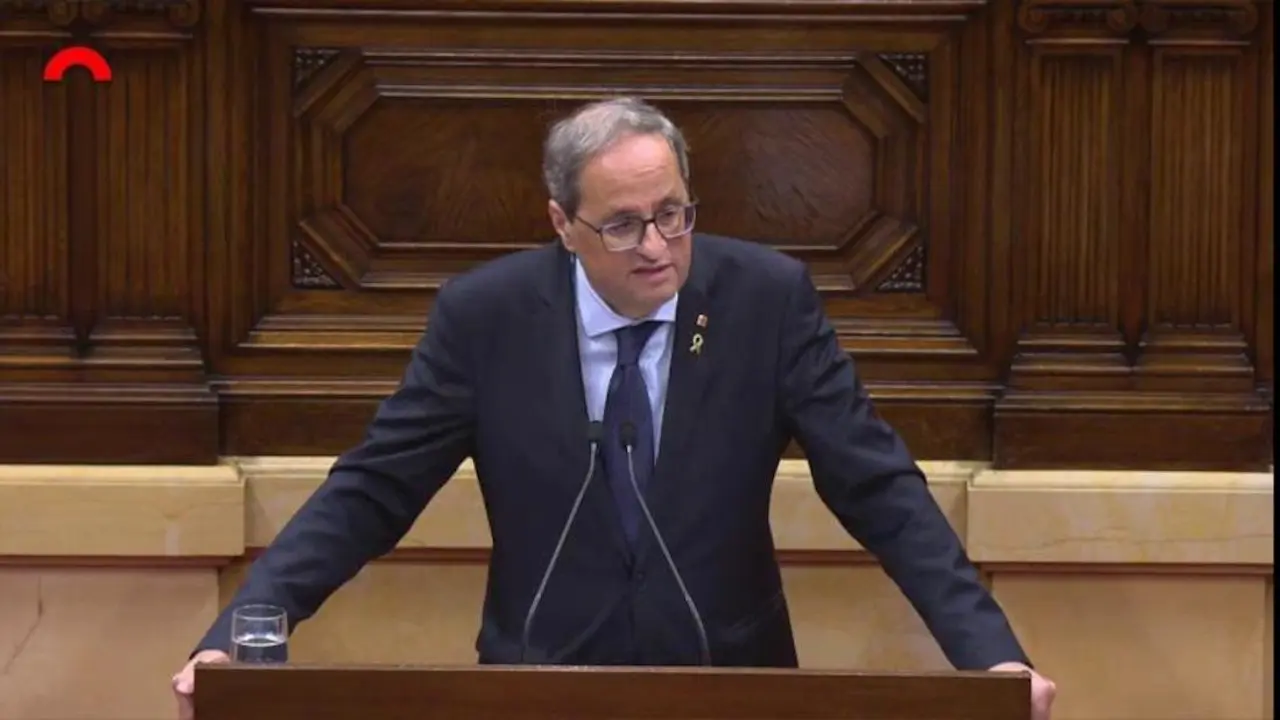 Quim Torra en el Parlamento catalán. /  TW @parlamentcat