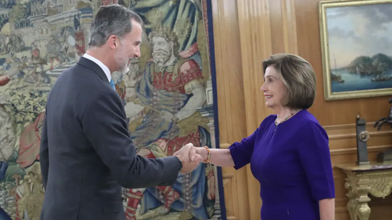 Audiencia del Rey a la presidenta de la C&aacute;mara de Representantes de los Estados Unidos, Nancy Pelosi, en el marco de la XXV Conferencia de Naciones Unidas sobre el Cambio Clim&aacute;tico (COP25). / Mundiario