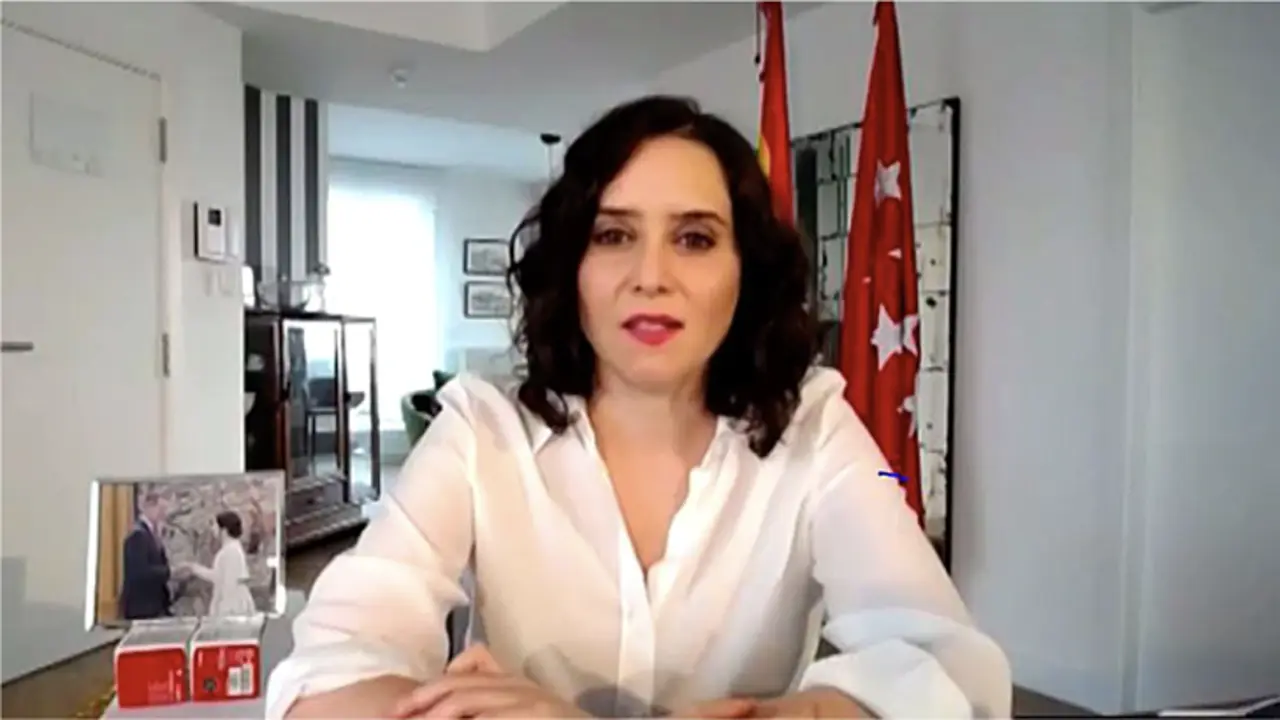 Isabel Díaz Ayuso, en una videoconferencia. / Mundiario