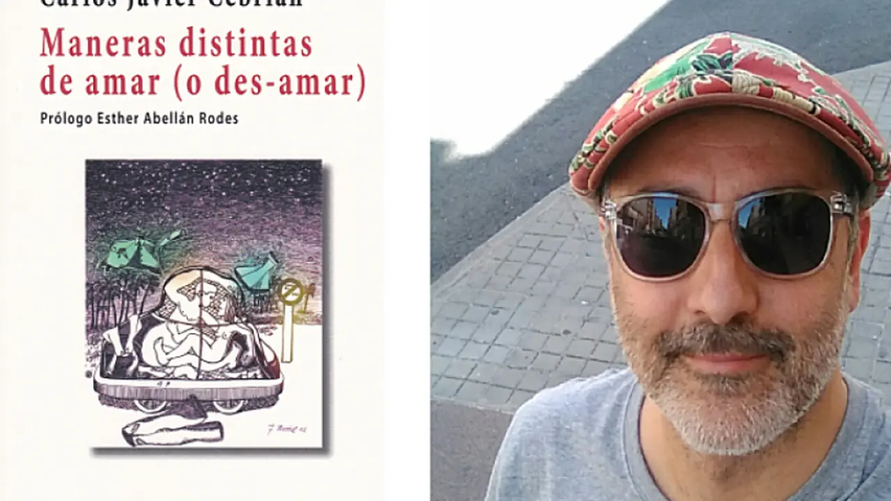 Cubierta del &uacute;ltimo libro de Carlos Javier Cebri&aacute;n y retrato del mismo