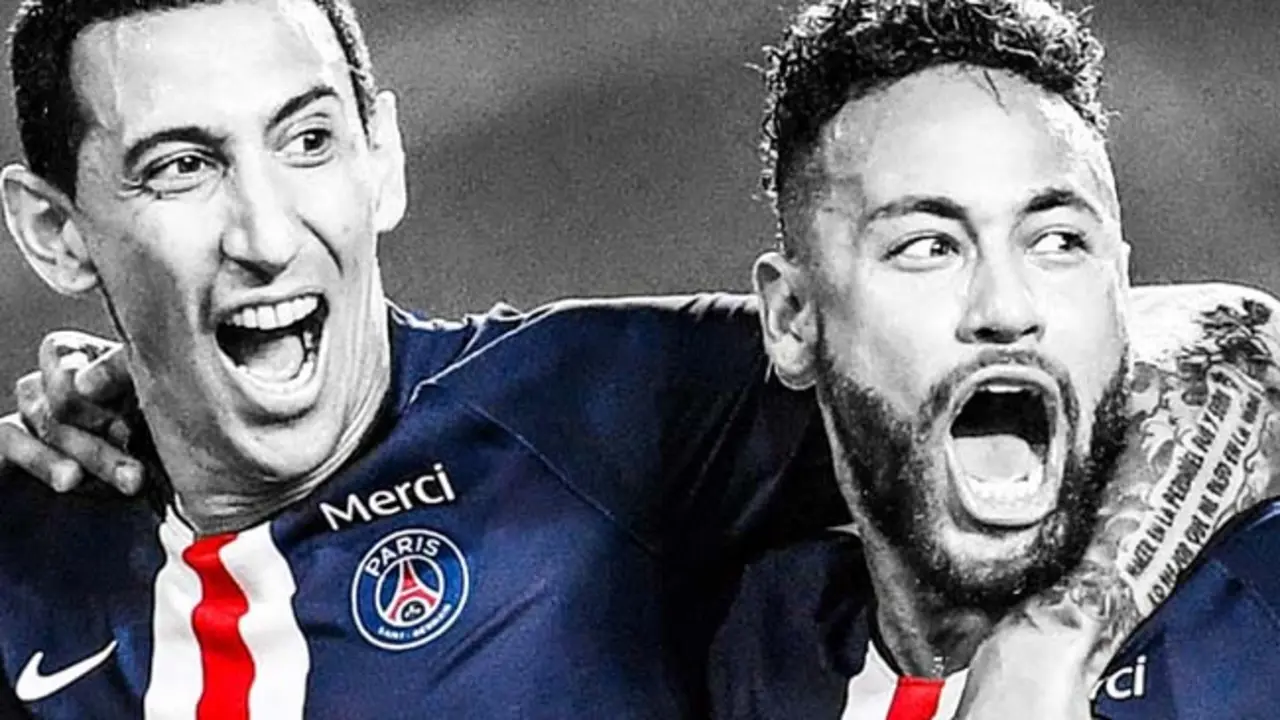 &Aacute;ngel Di Mar&iacute;a y Neymar celebrando los goles del PSG. / Instagram