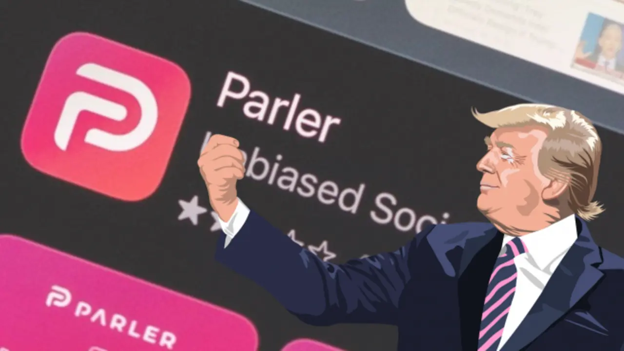 Logo de la red social Parler, que sirvi&oacute; como v&iacute;a de comunicaci&oacute;n para los seguidores extremistas del expresidente de EE UU Donald Trump. / RR SS