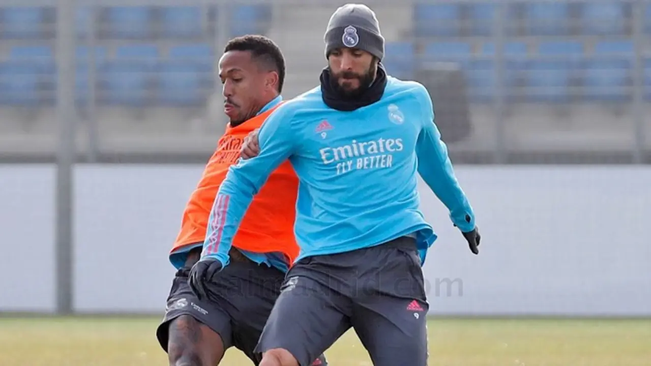 Karim Benzea, en entrenamiento. realmadrid.com