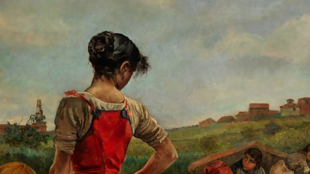 Antonio Amor&oacute;s y Botella, 1886. Unas lavanderas en Cand&aacute;s. Museo Nacional del Prado.