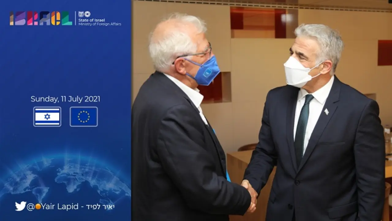 Josep Borrell alto representante de la Uni&oacute;n Europea para la Pol&iacute;tica Exterior y Yair Lapid ministro de Exteriores de Israel. / Twitter.com @yairlapid