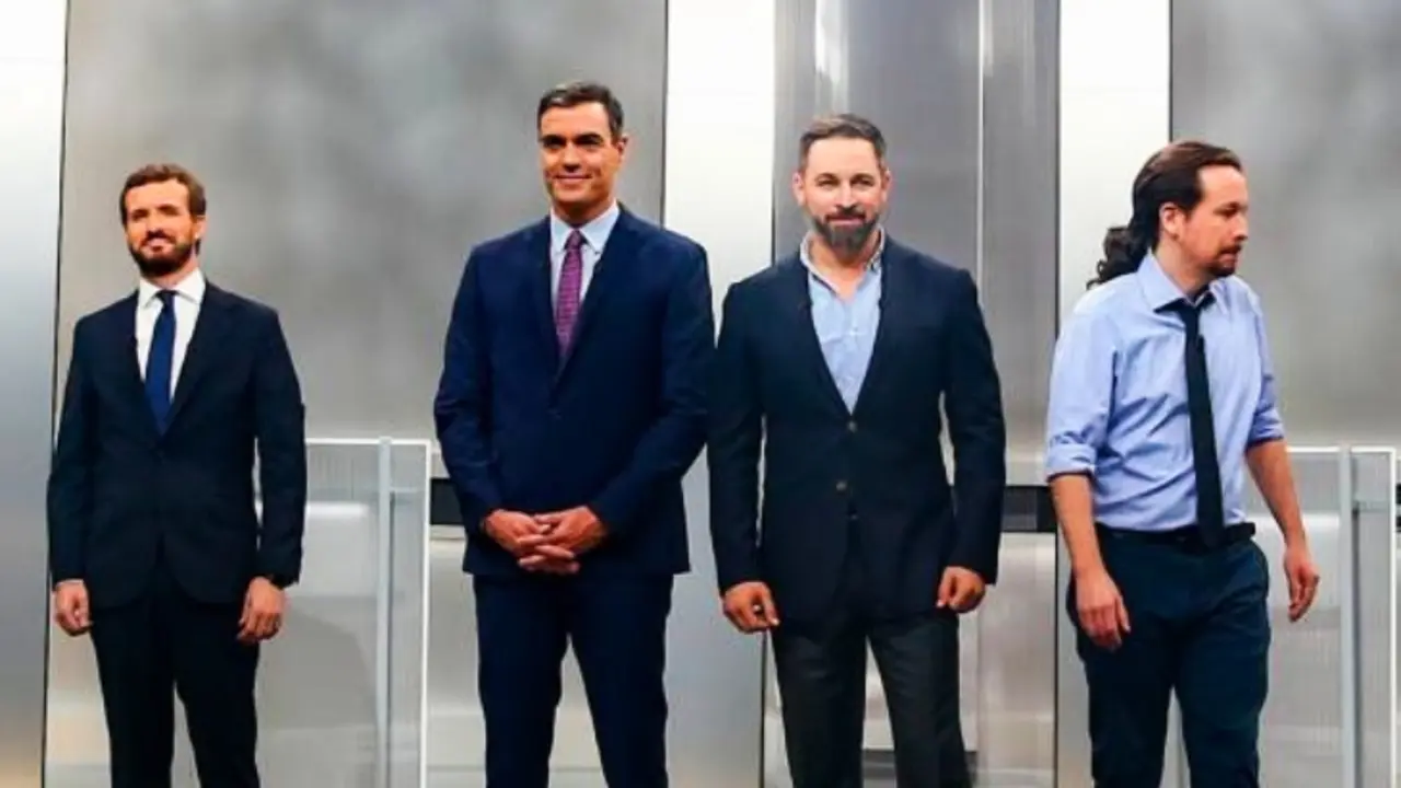 Pablo Casado, Pedro S&aacute;nchez, Santiago Abascal y Pablo Iglesias. _ RR SS.