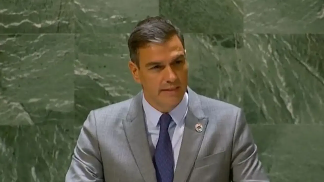 Pedro S&aacute;nchez en su discurso en la 76 Asamblea de la ONU. /La Moncloa