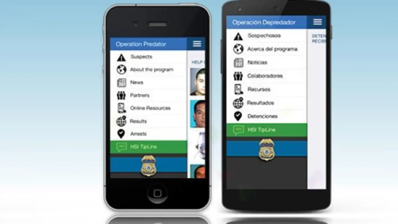 Dos m&oacute;viles muestran la app del ICE. / ICE.
