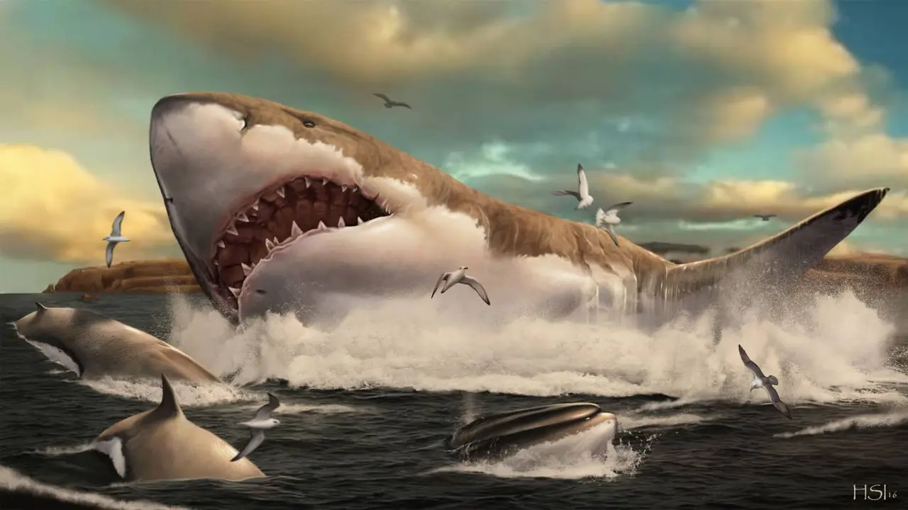 Reconstrucci&oacute;n art&iacute;stica de un megalod&oacute;n. / SINC