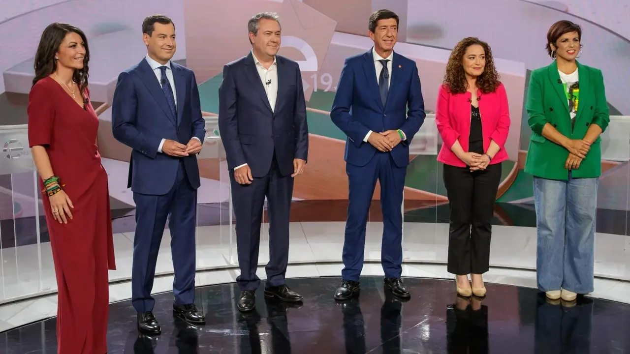 Los que fueron candidatos a la presidencia de la Junta de Andaluc&iacute;a en segundo debate electoral. / RTVE