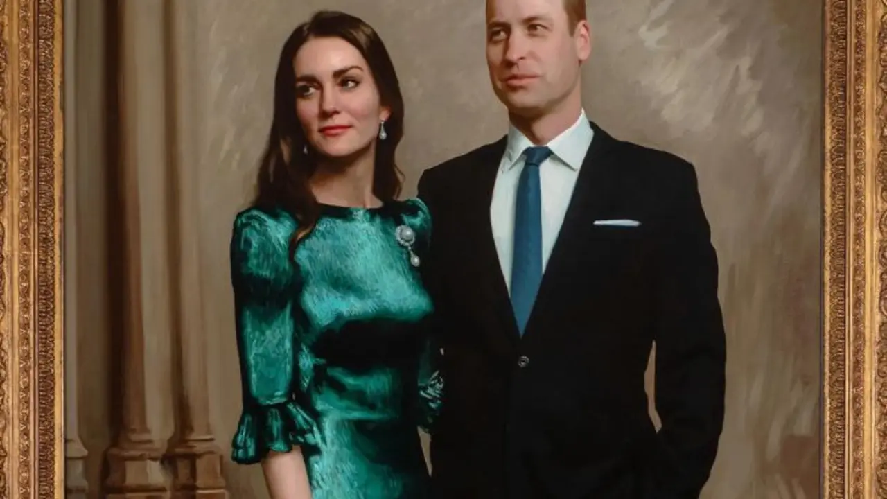 Pintura de Kate Middleton y el pr&iacute;ncipe Guillermo, duques de Cambridge. / RR SS.