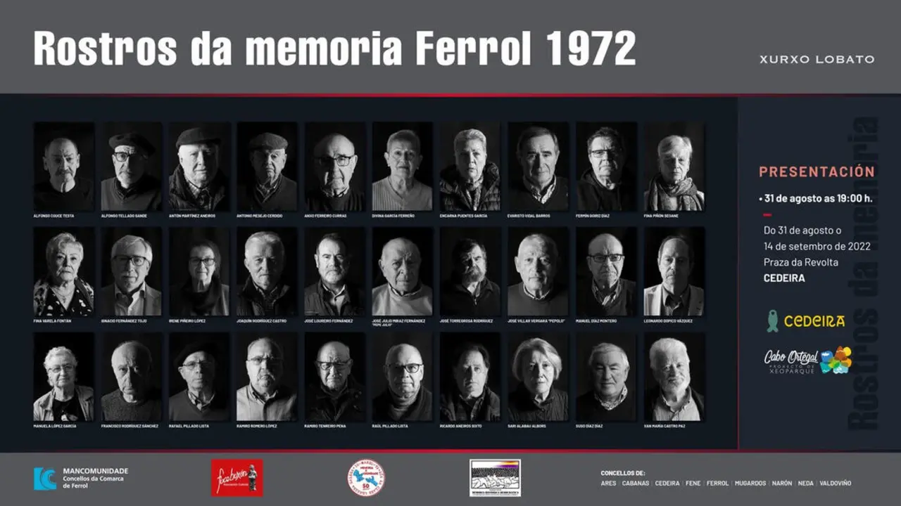 Cartel da mostra Rostros da Memoria. Ferrol 1972. / Mundiario