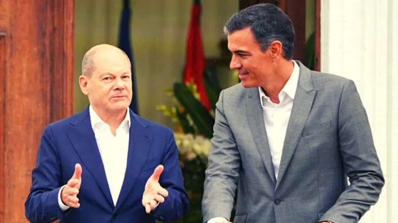 Olaf Scholz. canciller de Alemania, junto Pedro S&aacute;nchez, presidente del Gobierno de Espa&ntilde;a. / RR SS.