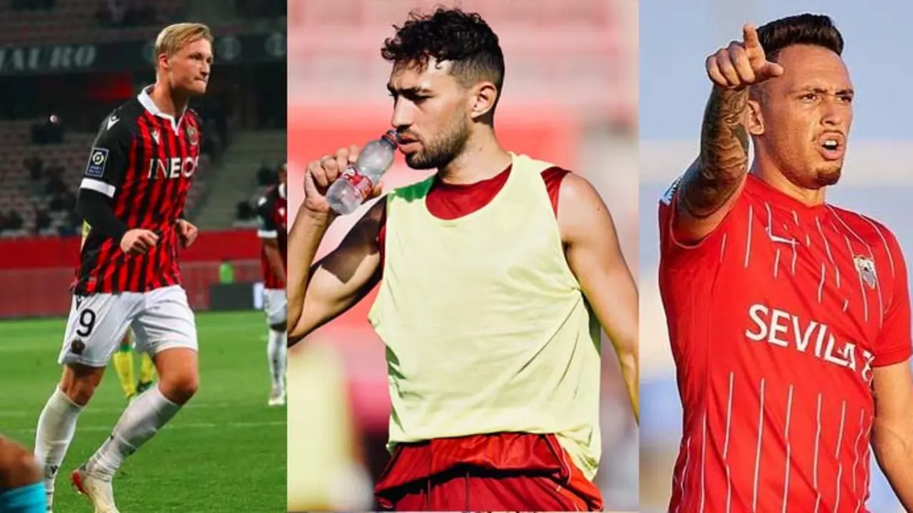 Dolberg, Munir y Ocampos. / Rafael Adolfo V&aacute;squez