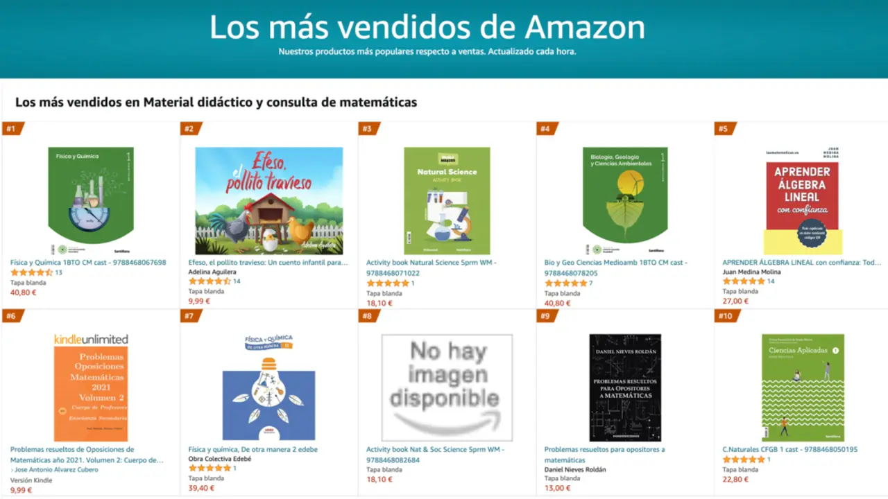 Los libros m&aacute;s vendidos en Material did&aacute;ctico y consulta de matem&aacute;ticas. / Amazon