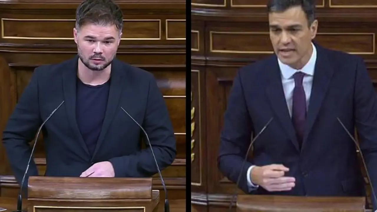 Gabriel Rufi&aacute;n, portavoz de ERC, y Pedro S&aacute;nchez, presidente del Gobierno de Espa&ntilde;a. / RR SS