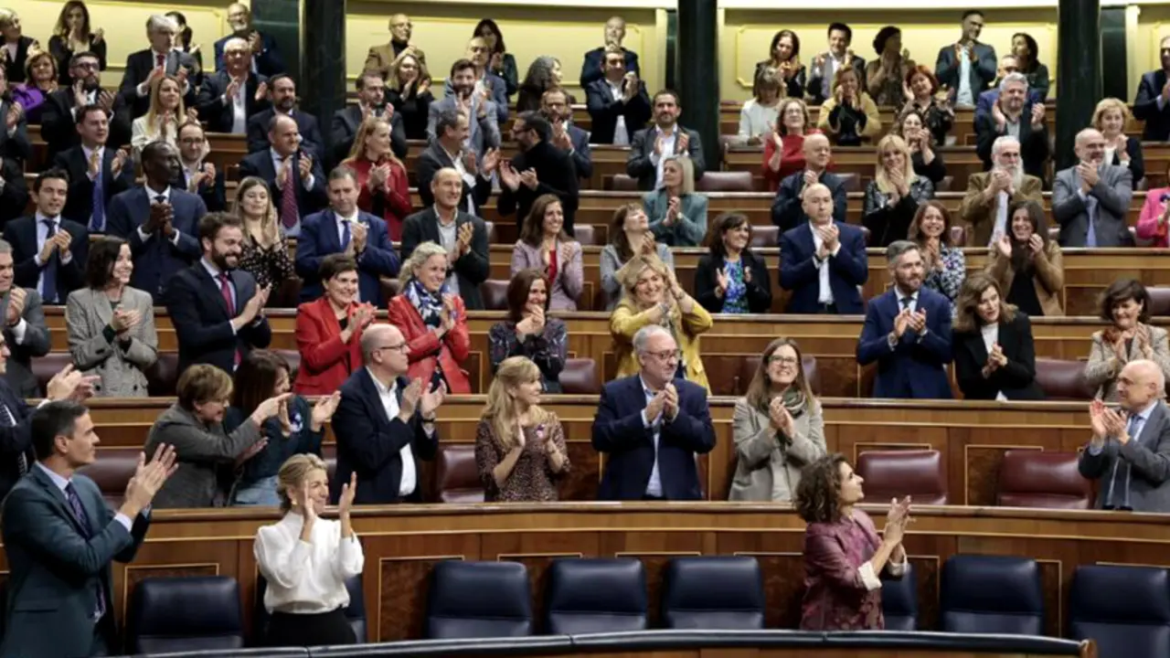 El Pleno del Congreso tras la aprobaci&oacute;n de los Presupuestos Generales del Estado para el 2023. / congreso.es