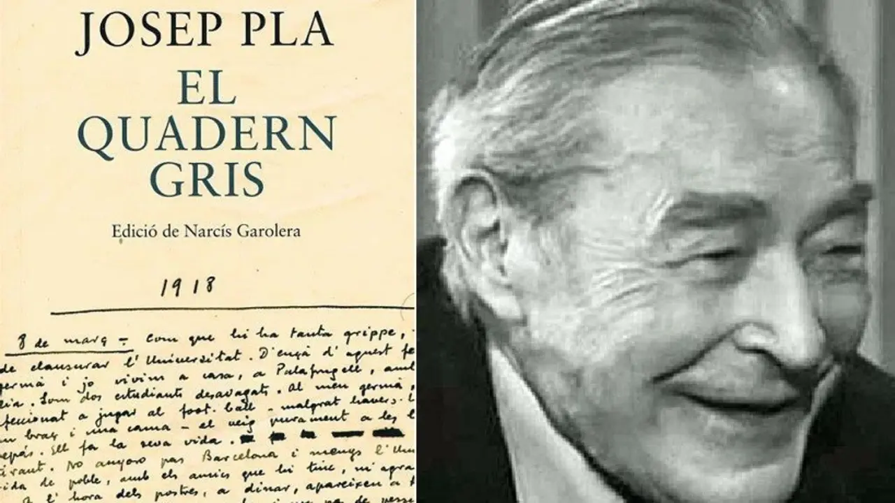 Portada de una edici&oacute;n de El quadern gris e imagen de su autor