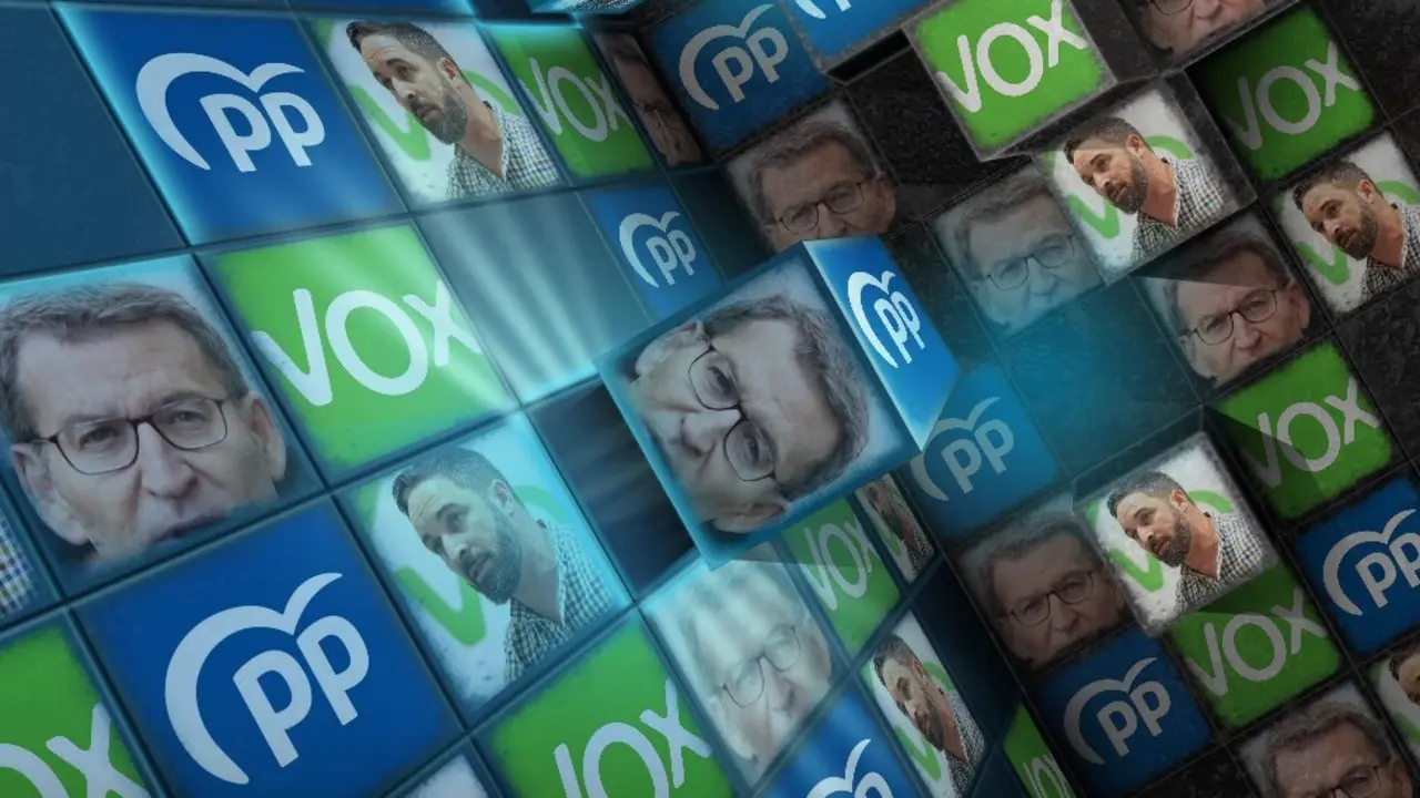 Alberto Núñez Feijóo, del PP, y Santiago Abascal, de Vox. / Mundiario