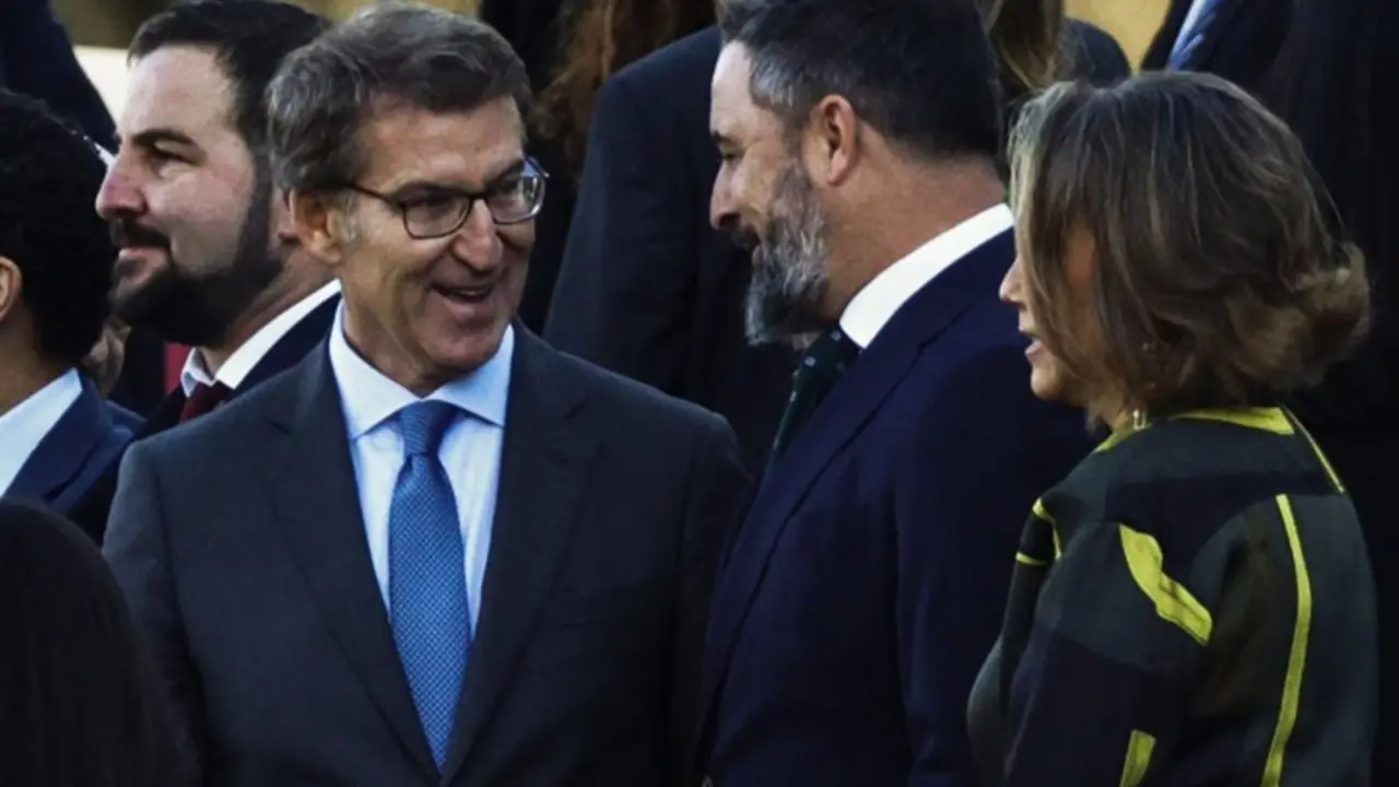 Alberto N&uacute;&ntilde;ez Feij&oacute;o, presidente del PP, y Santiago Abascal, presidente de Vox. / RR SS