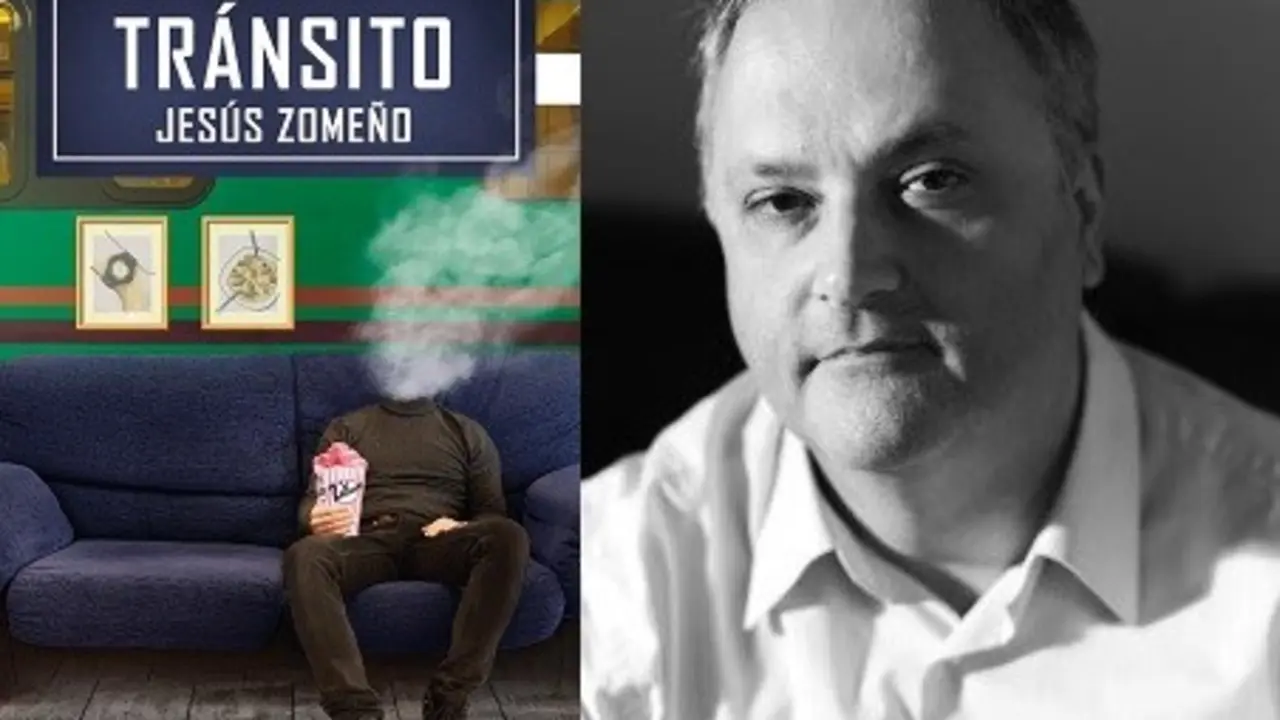 Portada de "Tr&aacute;nsito", de Jes&uacute;s Zome&ntilde;o, y retrato del autor