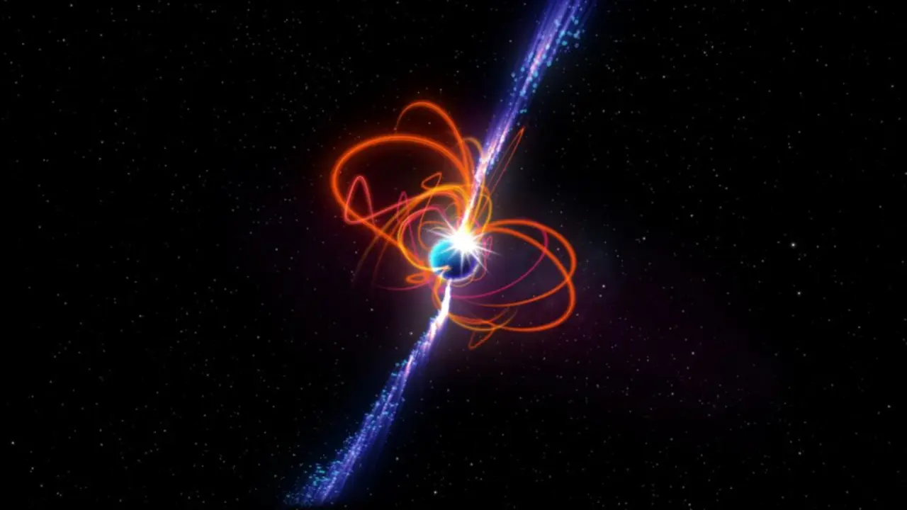 Ilustraci&oacute;n gr&aacute;fica de magnetar de periodo ultralargo. - ICRAR