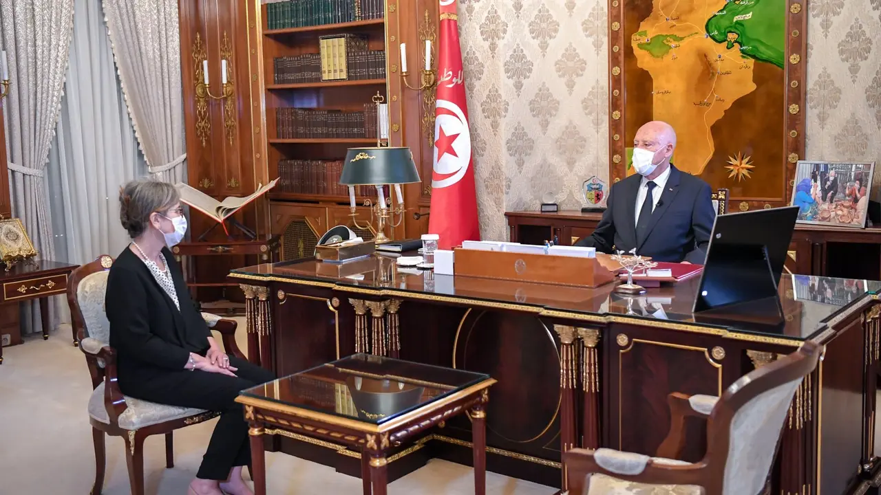 Kais Said, presidente de T&uacute;nez y Najla Buden. - RR.SS.