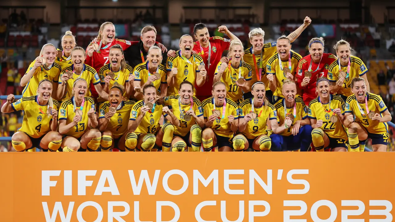 Suecia celebrando el tercer puesto en el Mundial de Australia y Nueva Zelanda 2023. / @fifaworldcup_es