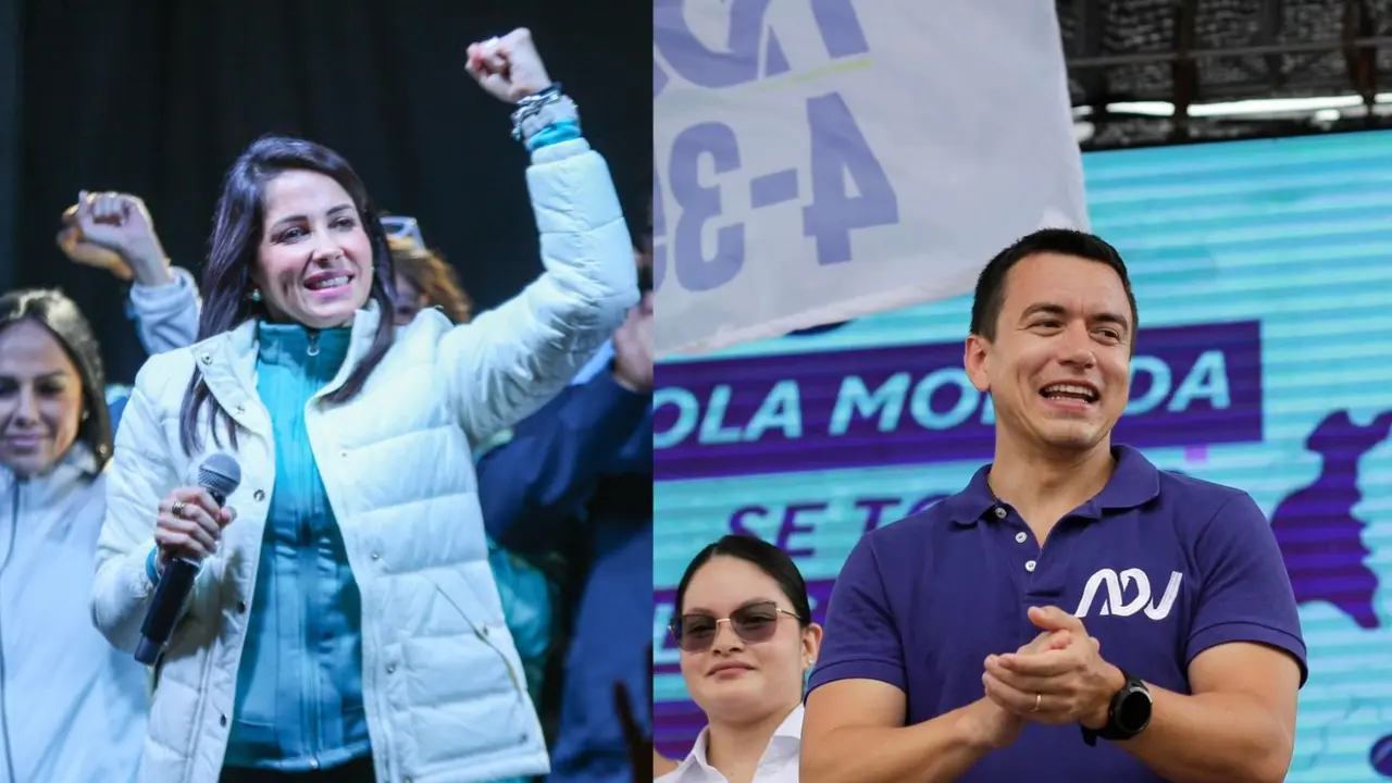Luisa Gonz&aacute;lez y Daniel Noboa, candidatos presidenciales en Ecuador. / RR.SS.