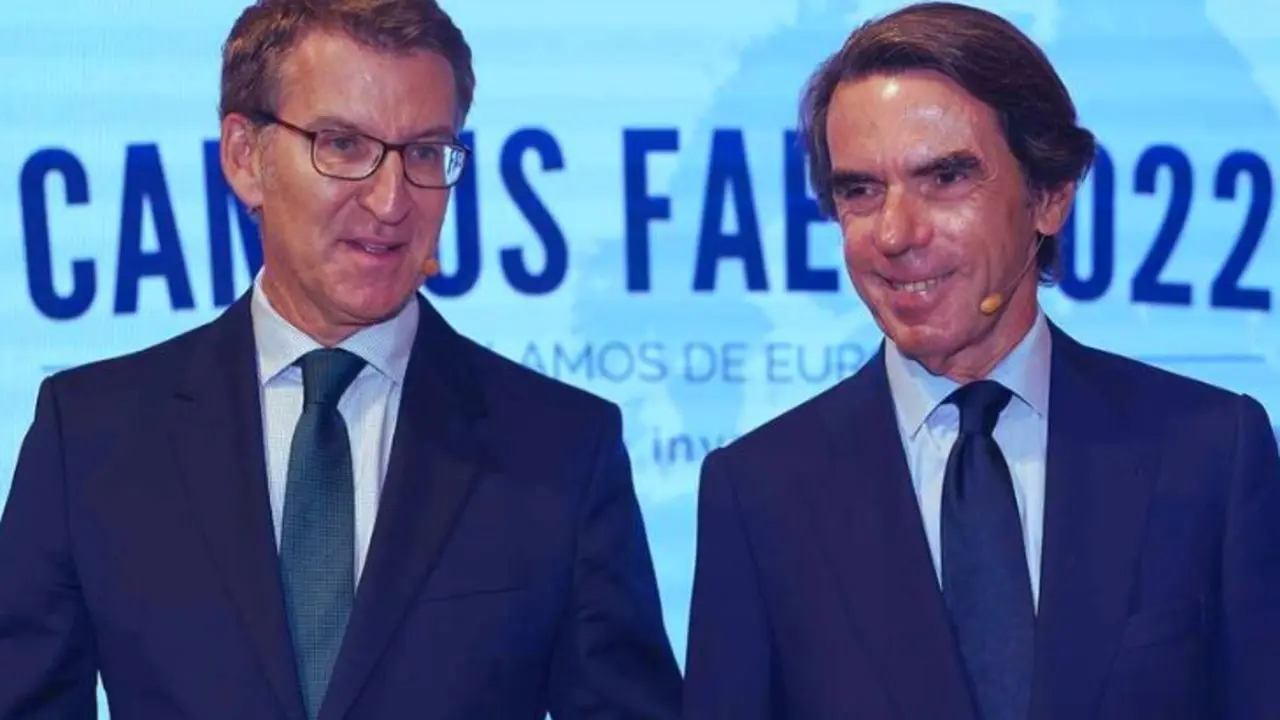 Alberto N&uacute;&ntilde;ez Feij&oacute;o, l&iacute;der del PP; y Jos&eacute; Mar&iacute;a Azner, ex presidente del Gobierno. / RR SS.