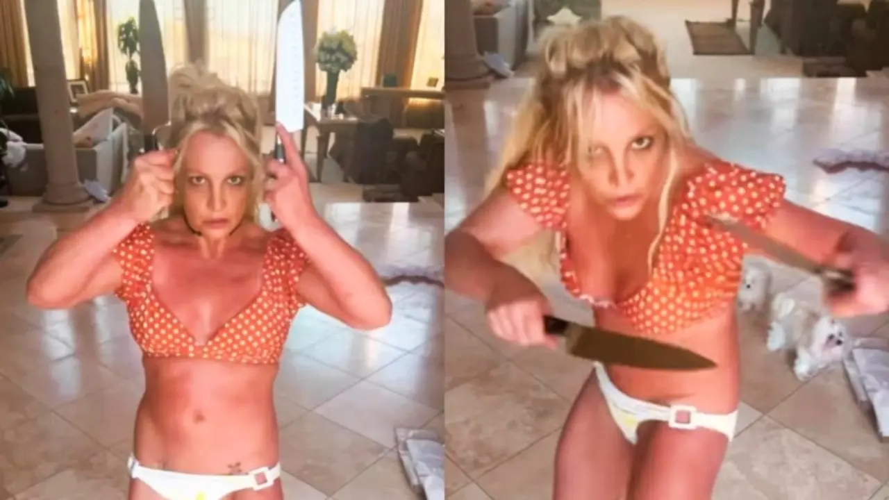 Britney Spears, cantante, en un v&iacute;deo en el que baila con cuchillos. / Instagram