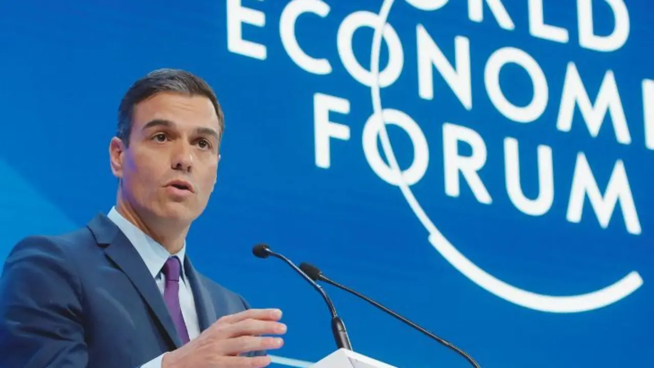 Pedro S&aacute;nchez, presidente del Gobierno de Espa&ntilde;a, en Davos. / RR SS.