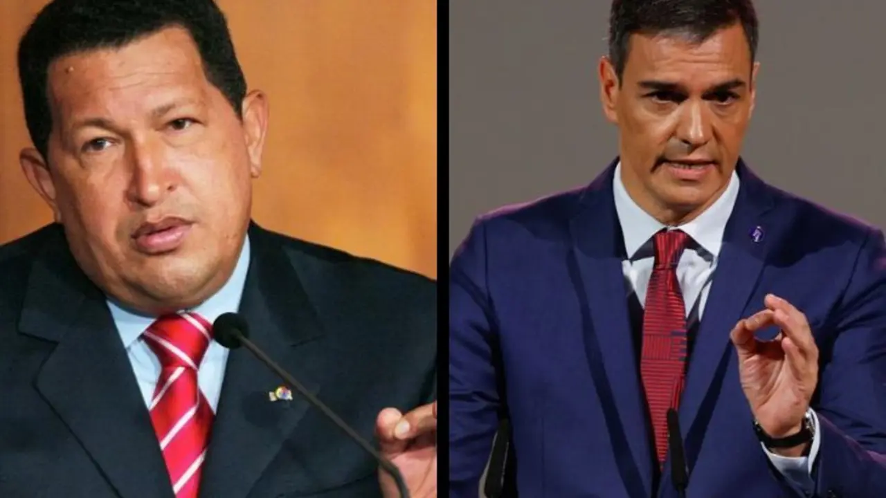 Hugo Ch&aacute;vez, expresidente de Venezuela; y Pedro S&aacute;nchez, presidente del Gobierno de Espa&ntilde;a. / RR SS.