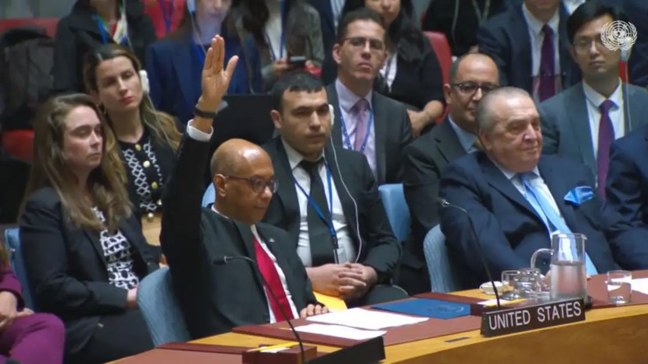 El embajador estadounidense Robert A. Wood vota en contra del proyecto de resoluci&oacute;n sobre el Estado palestino en el Consejo de Seguridad. / ONU