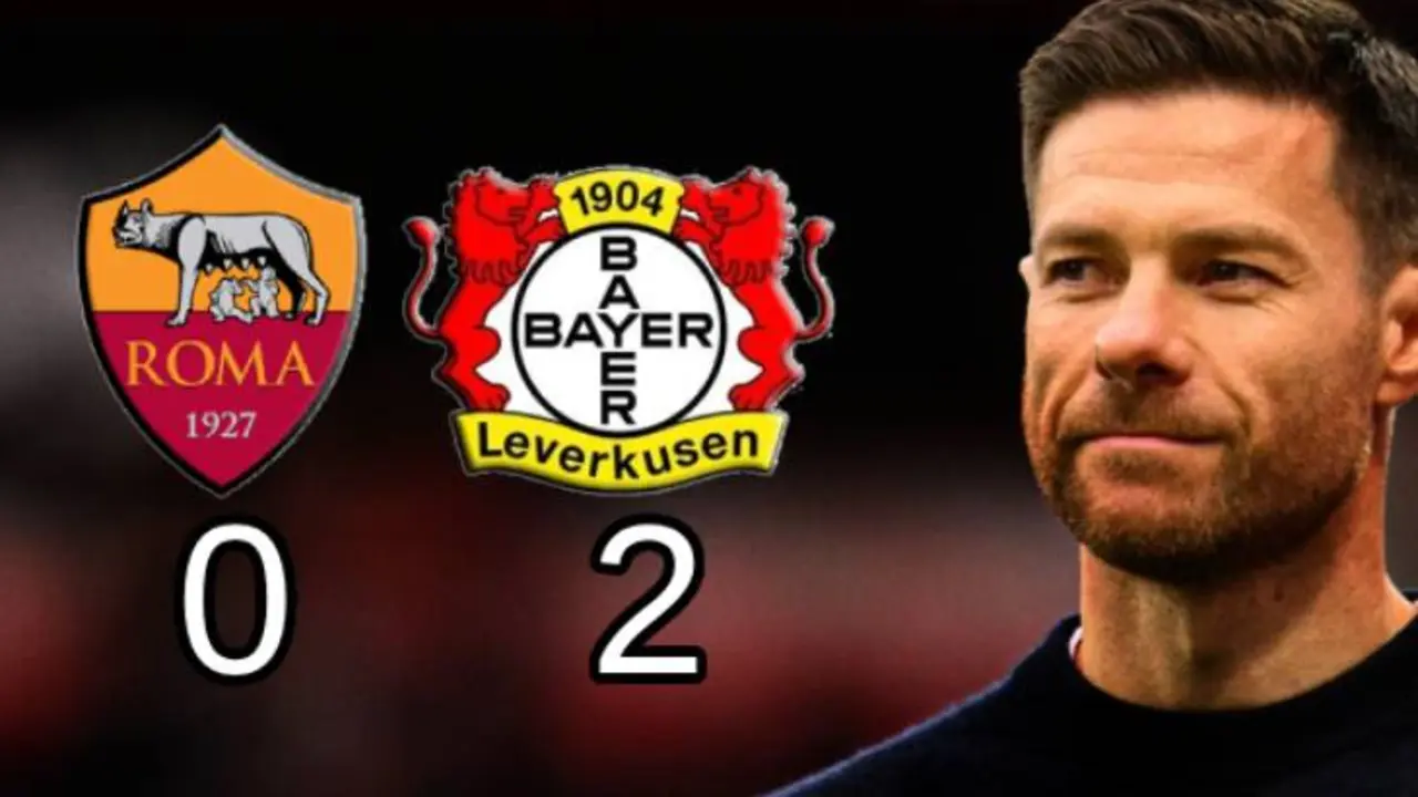 Xabi Alonso y el marcador final del partido entre la Roma y el Bayer Leverkusen. / Composici&oacute;n