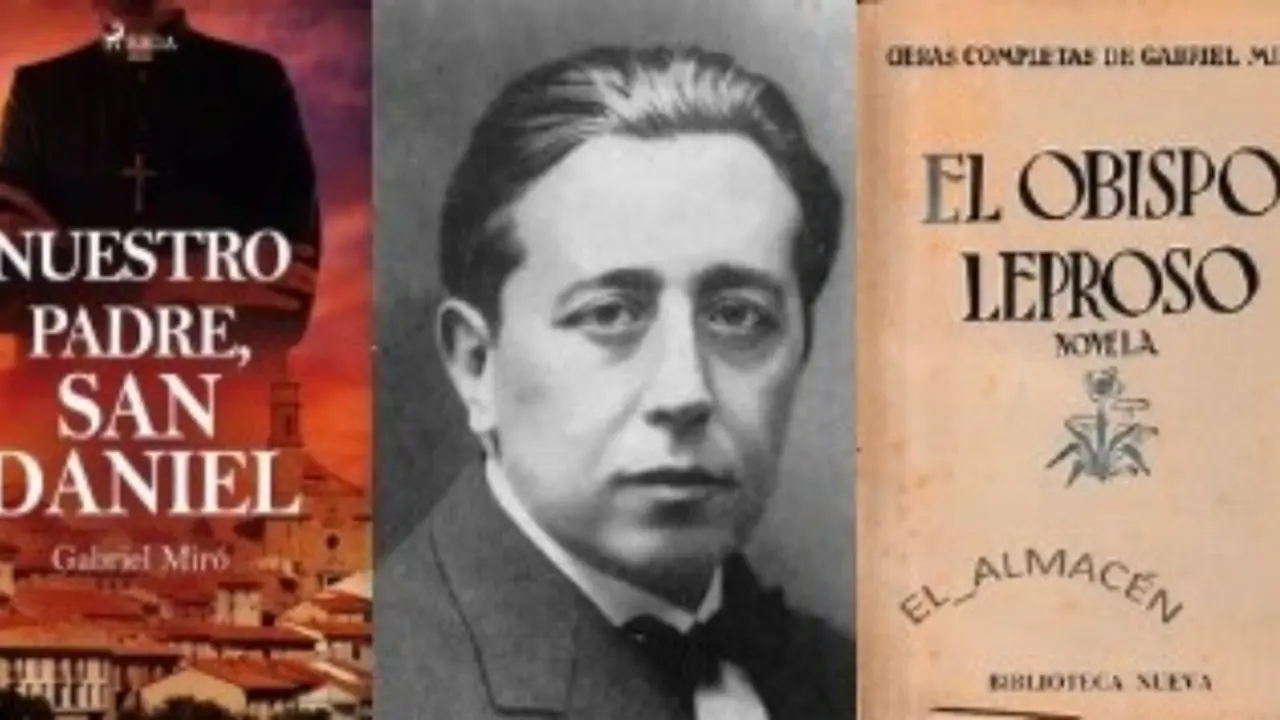 Dos portadas de las novelas de Oleza y retrato de su autor